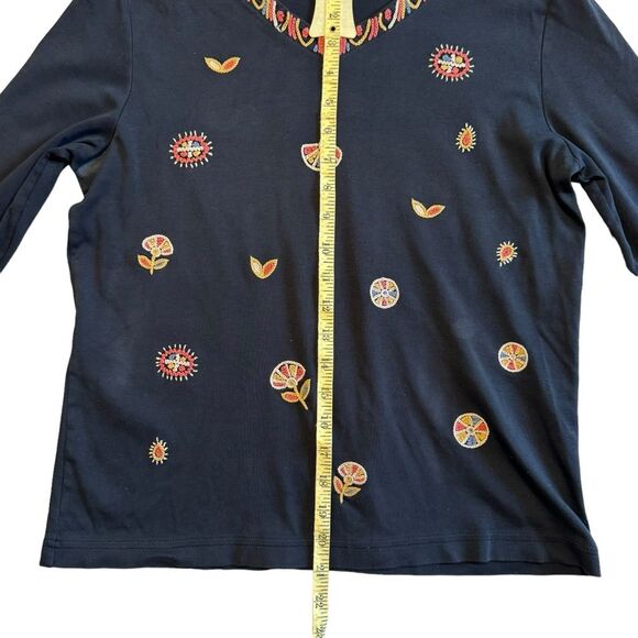 Peruvian Connection Women's Black Embroidered Pima Cotton Tunic Size Medium - Picture 8 of 8